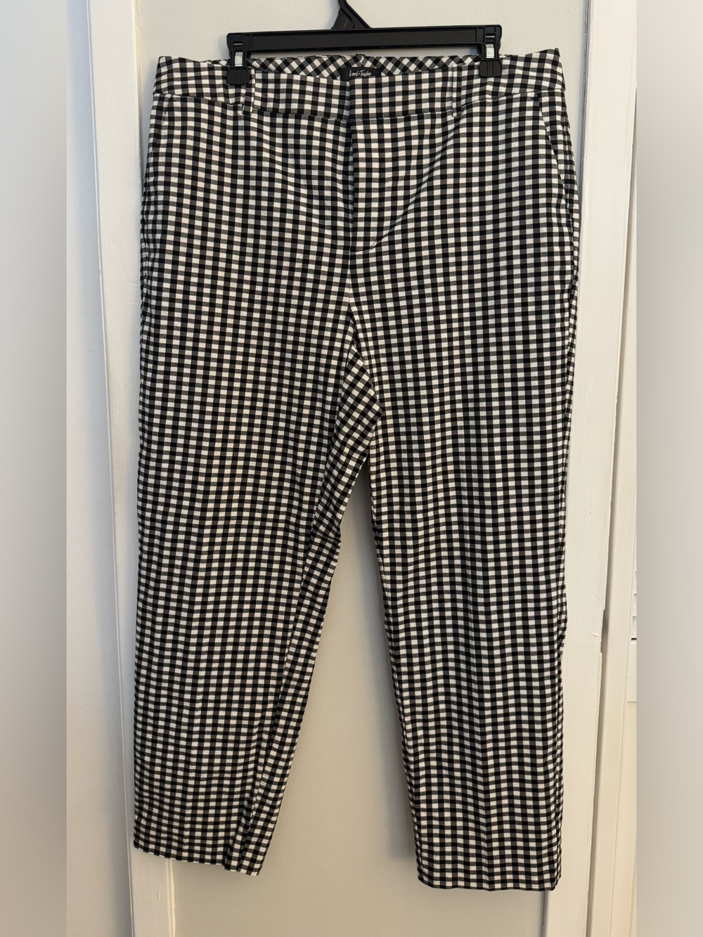 Lord & Taylor Black and White Gingham Chinos